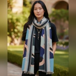 Ann Taylor LOFT Elegant Square Floral Abstract Scarf 50" x 50"